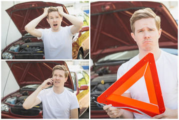 Autopanne mit Warndreieck