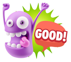 3d Illustration Laughing Character Emoji Expression saying Good