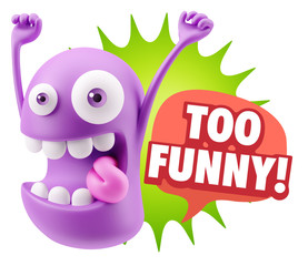 3d Rendering Smile Character Emoticon Expression saying Very Fun