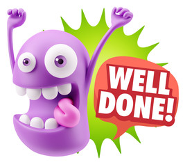 3d Rendering Smile Character Emoticon Expression saying Well Don