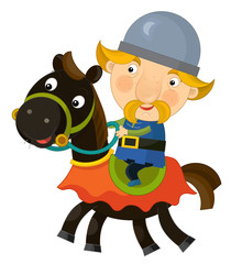 Cartoon scene on a horseman - isolated - illustration for children