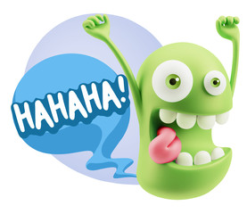3d Illustration Laughing Character Emoji Expression saying Hahah