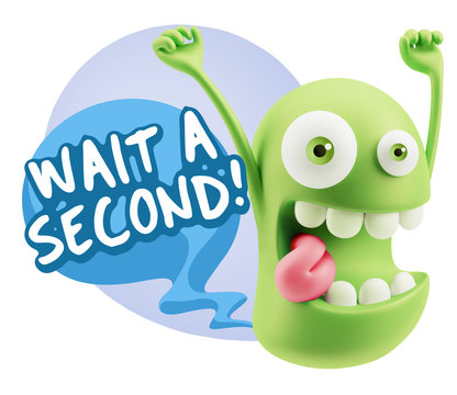 3d Illustration Laughing Character Emoji Expression saying Wait