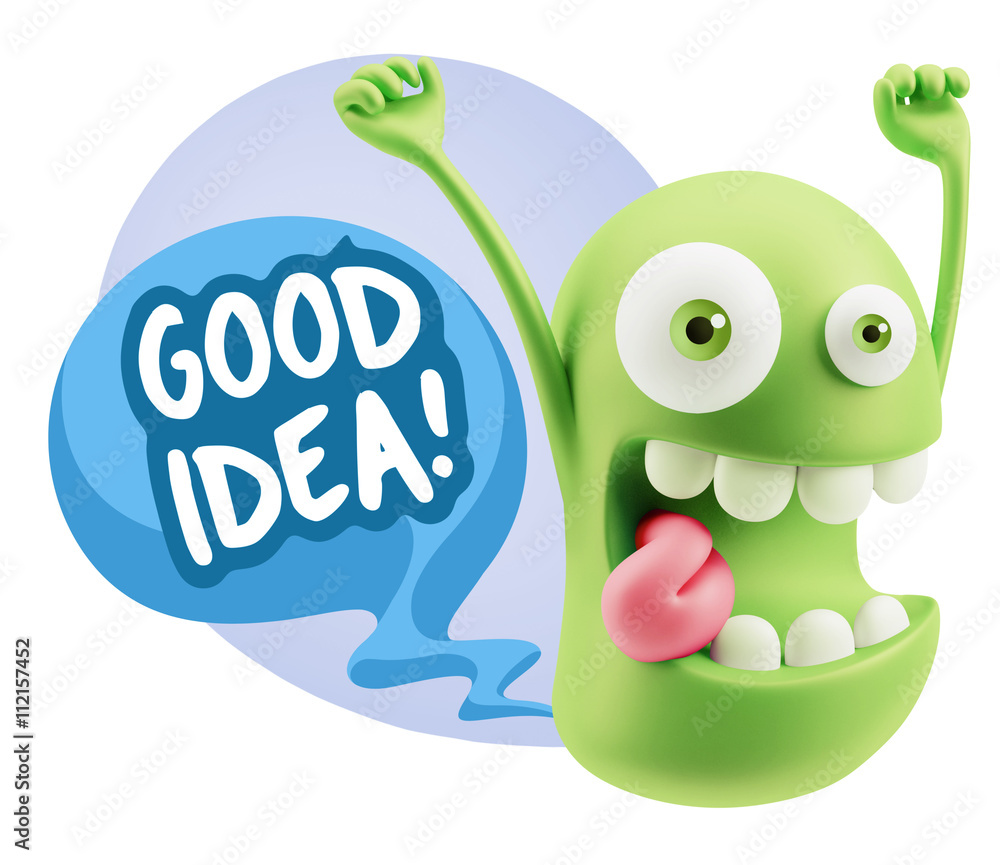 Aufkleber 3d rendering smile character emoticon expression saying good ide