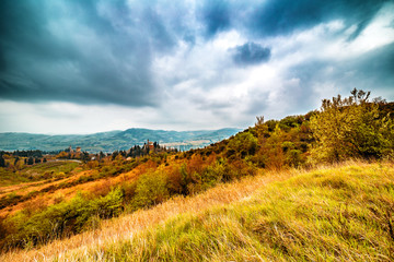 village on rolling hills