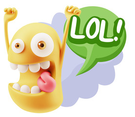 3d Illustration Laughing Character Emoji Expression saying Lol w