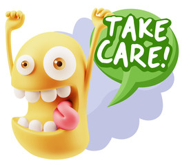 3d Illustration Laughing Character Emoji Expression saying Take