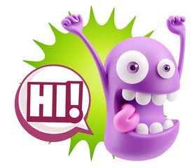 3d Illustration Laughing Character Emoji Expression saying Hi wi