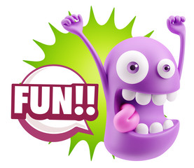 3d Illustration Laughing Character Emoji Expression saying Fun w