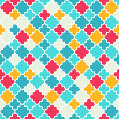 Multicolor Quatrefoil Lattice Pattern, seamless
