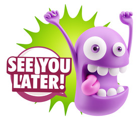 3d Illustration Laughing Character Emoji Expression saying See Y