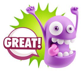 3d Illustration Laughing Character Emoji Expression saying Great