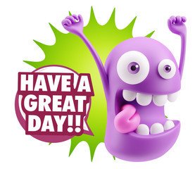 3d Rendering Smile Character Emoticon Expression saying Have A G