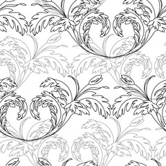 Seamless graphical floral pattern.Vector.