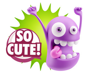 3d Illustration Laughing Character Emoji Expression saying So Cu