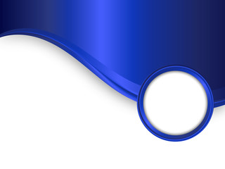 Blue metal background with wave and round frame for your text. Abstract vector illustration