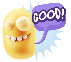 3d Illustration Laughing Character Emoji Expression saying Good