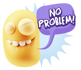 3d Rendering Smile Character Emoticon Expression saying No Probl