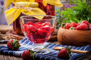 Bunch of ripe strawberrie.