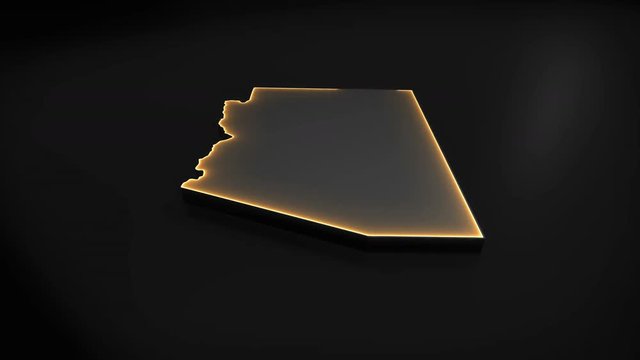 Seamless looping 3D animation of the map of Arizona including 2 versions and alpha matte