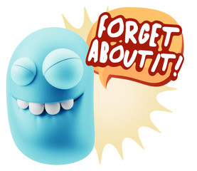 3d Rendering Smile Character Emoticon Expression saying Forget A