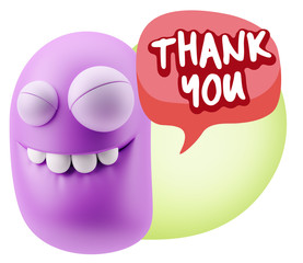 3d Illustration Laughing Character Emoji Expression saying Thank