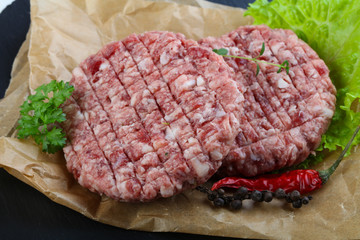 Raw burger cutlet