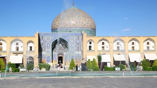 in iran   the old square of minaret isfahan prople  heritage tourism and mosque