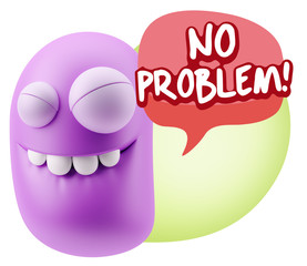 3d Rendering Smile Character Emoticon Expression saying No Probl