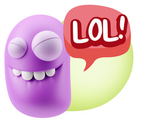 Obraz premium 3d Illustration Laughing Character Emoji Expression saying Lol w