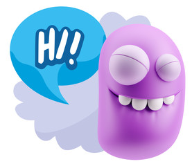 3d Illustration Laughing Character Emoji Expression saying Hi wi