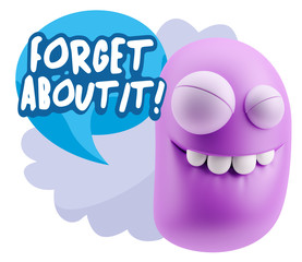 3d Rendering Smile Character Emoticon Expression saying Forget A