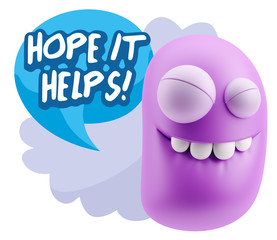 3d Illustration Laughing Character Emoji Expression saying Hope