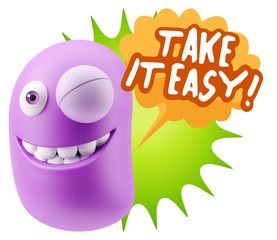3d Illustration Laughing Character Emoji Expression saying Take