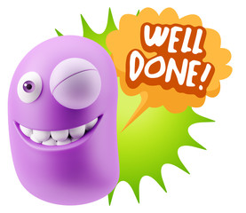 3d Rendering Smile Character Emoticon Expression saying Well Don