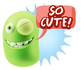 3d Illustration Laughing Character Emoji Expression saying So Cu