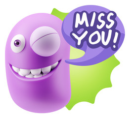 3d Illustration Laughing Character Emoji Expression saying Miss