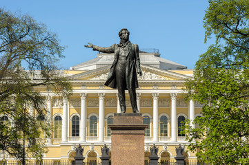 Monument to the great russian poet Alexander Pushkin, St Petersburg, Russia
