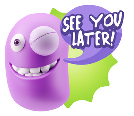 3d Illustration Laughing Character Emoji Expression saying See Y