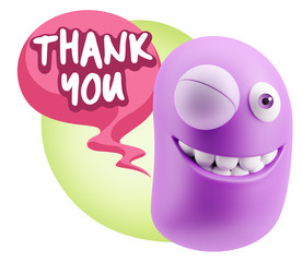 3d Illustration Laughing Character Emoji Expression saying Thank