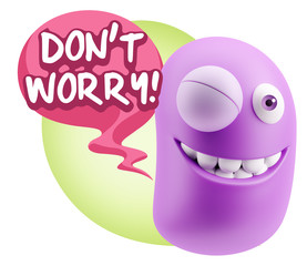 3d Rendering Smile Character Emoticon Expression saying Dont Wor