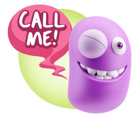 3d Illustration Laughing Character Emoji Expression saying Call