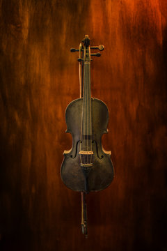 Closeup of a violin in a workshop of a luthier