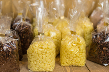 Cocoa butter and crushed beans