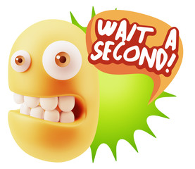 3d Illustration Laughing Character Emoji Expression saying Wait