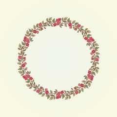 Naklejka premium Vector vintage doodle flowers round frame for text