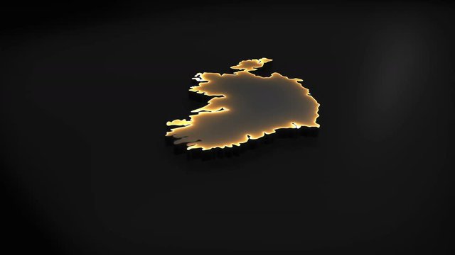 Seamless looping 3D animation of the map of the Republic of Ireland including 2 versions and alpha matte
