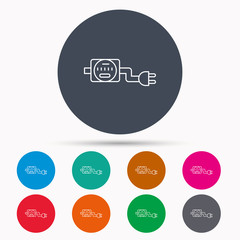 Electric counter icon. Electricity with plug.