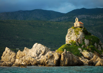 Church on the island in Petrovac. Montenegro