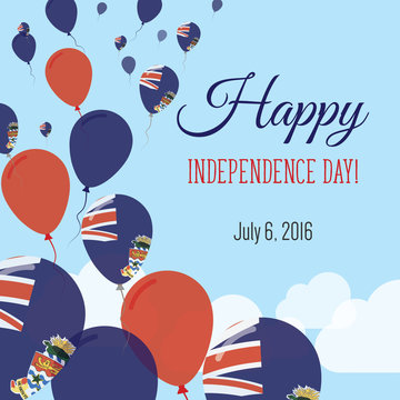 Independence Day Flat Greeting Card. Cayman Islands Independence Day. Caymanian Flag Balloons Patriotic Poster. Happy National Day Vector Illustration.